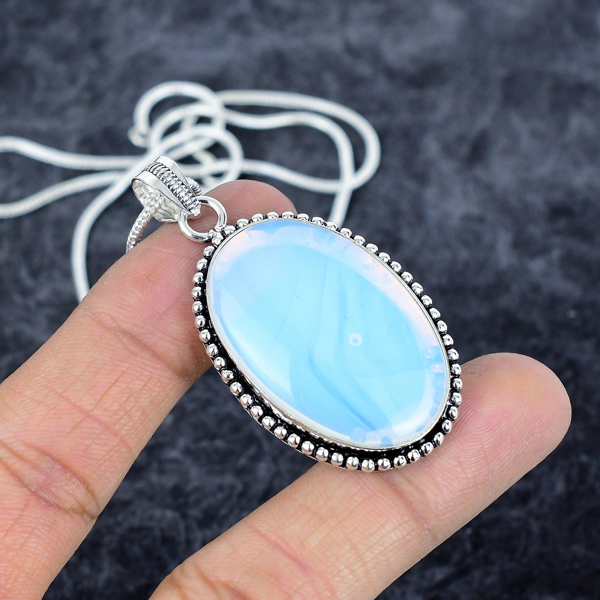 

Milky Opal Gemstone Handmade 925 Sterling Silver Jewelry Pendant 2.17 M-2835