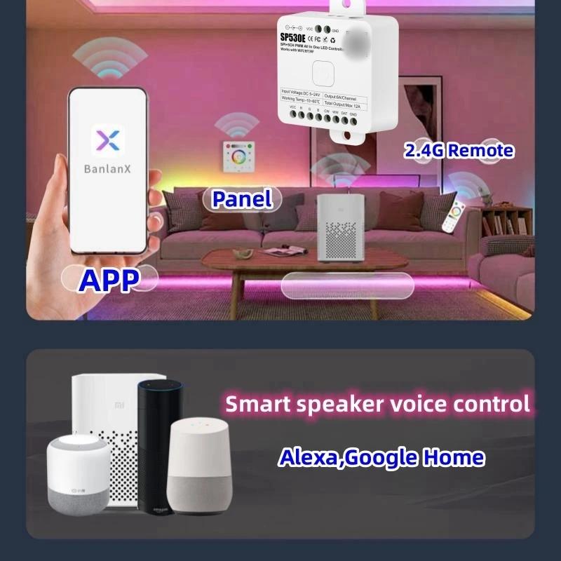 SP530E All In One LED Controller WM-RC1 Single channel remote control 5CH PWM SPI Pixels For LED Strip WS2812B RGB RGBW