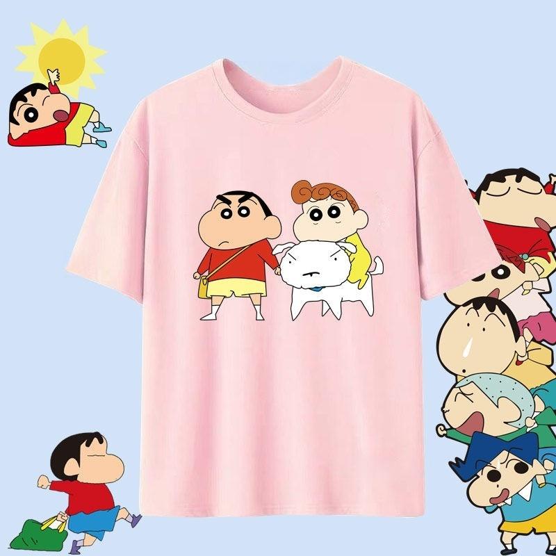 Crayon Shin Chan Shinnosuke Shiro Hug Print T Shirt Women Oversized Cute Cartoon Short Sleeve Casual Tee Top