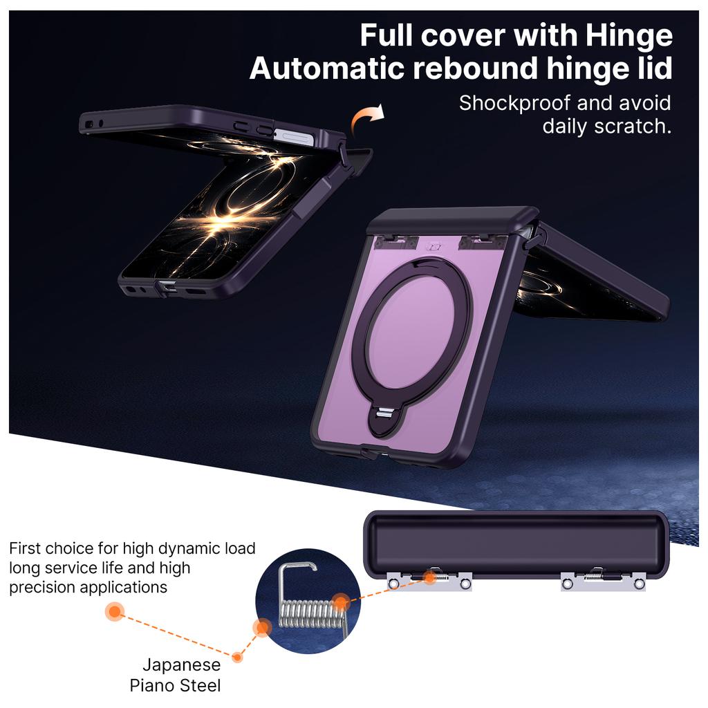 360 Rotating Magnetic Kickstand Skin Feel Case for Samsung Galaxy Z Flip 8 Shockproof for Magsafe Axis Protection Slim fit Cover