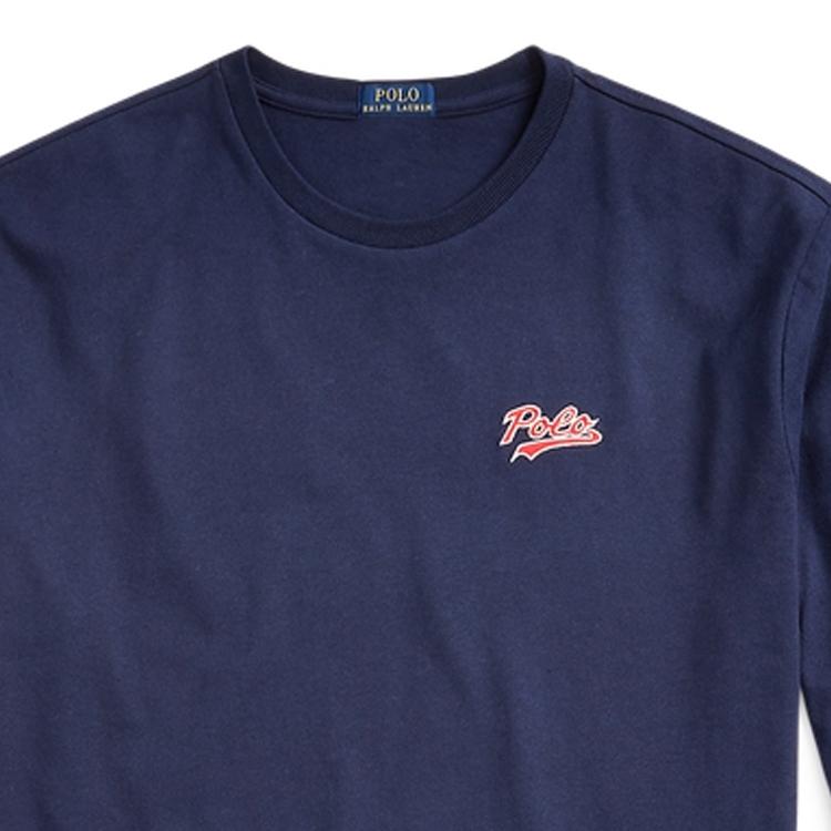Polo Ralph Lauren FW23 Tričko s dlouhým rukávem a kulatým výstřihem s potiskem loga Pánské topy Námořnická modrá MNPOTSH16820330-410