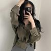 Simple Single Breasted Loose Casual Solid Long Sleeved Shirt And Blouse Office Lady Trend Short Top Simple Elegant White Clothes