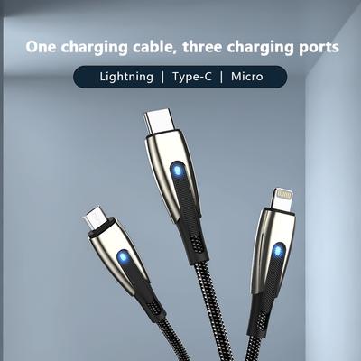 100W Three In One Fast Charging Data Cable Suitable For iPhone Phones, Huawei 5A Super Fast Charging, Xiaomi Type-C Oppo  Cable