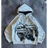Y2K Skeleton Zip Hoodie 90s Retro Print Loose Fit Streetwear Unisex