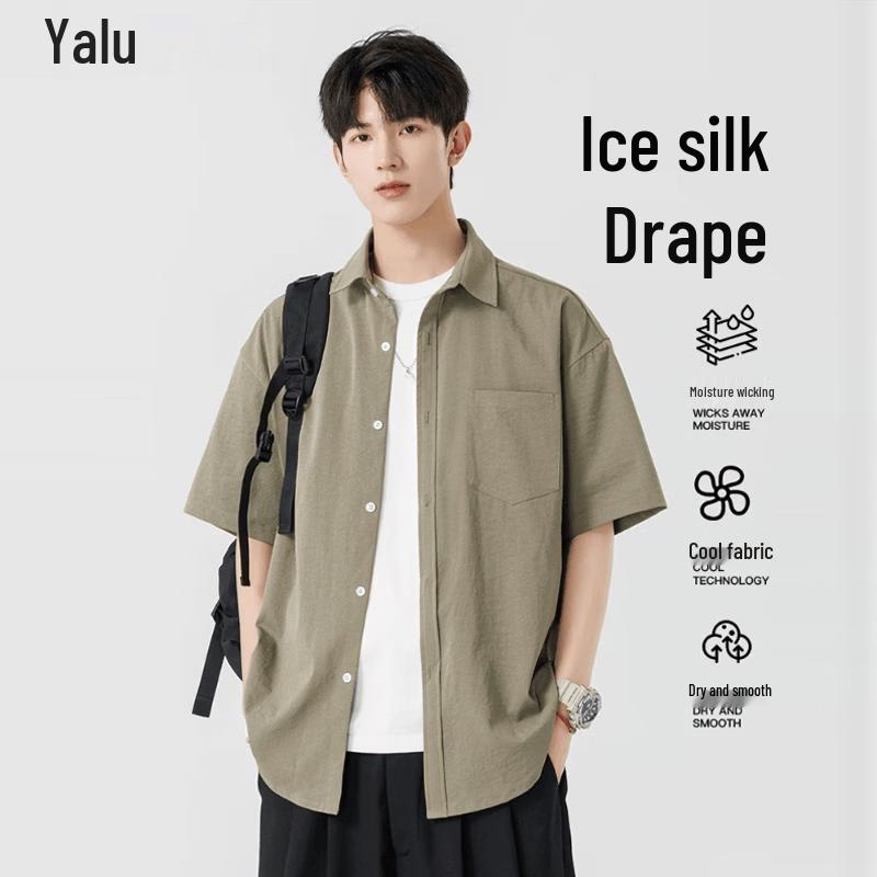 Yalu Men s Breathable Ice Silk Short Sleeve Shirt L