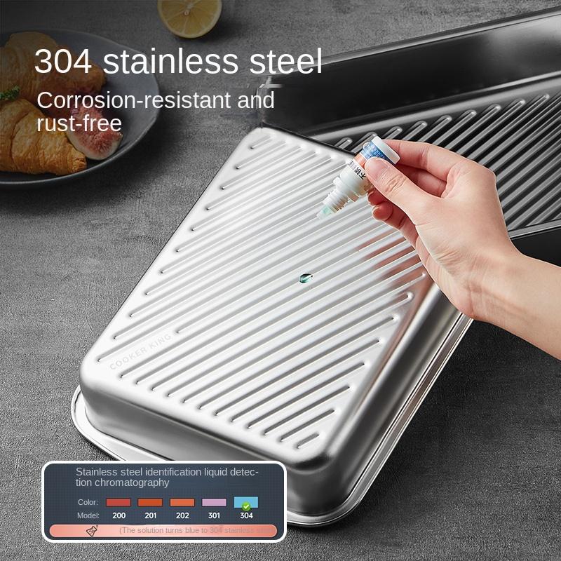 Plate Tray and Dinner Plate 304 Stainless Steel Dish Fish Steaming Plate Lobster Dish Deep Iron Tray
