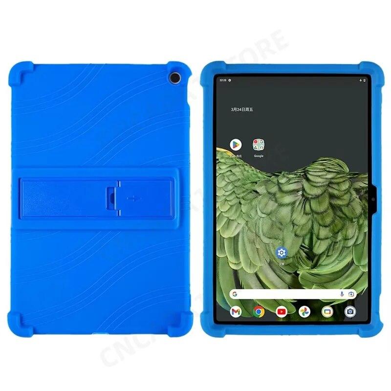 4 Verdickte Ecken Weiche Silikonhülle mit Ständer für Google Pixel Tablet Hülle 10.95" Kindersicherheit Stoßfester Schutzhülle