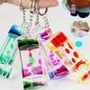 Liquid Timer Keychain Rectangle Double Color Floating Oil Drop Key Ring Stress Relief Toy For Kids Bag Car Key Decoration