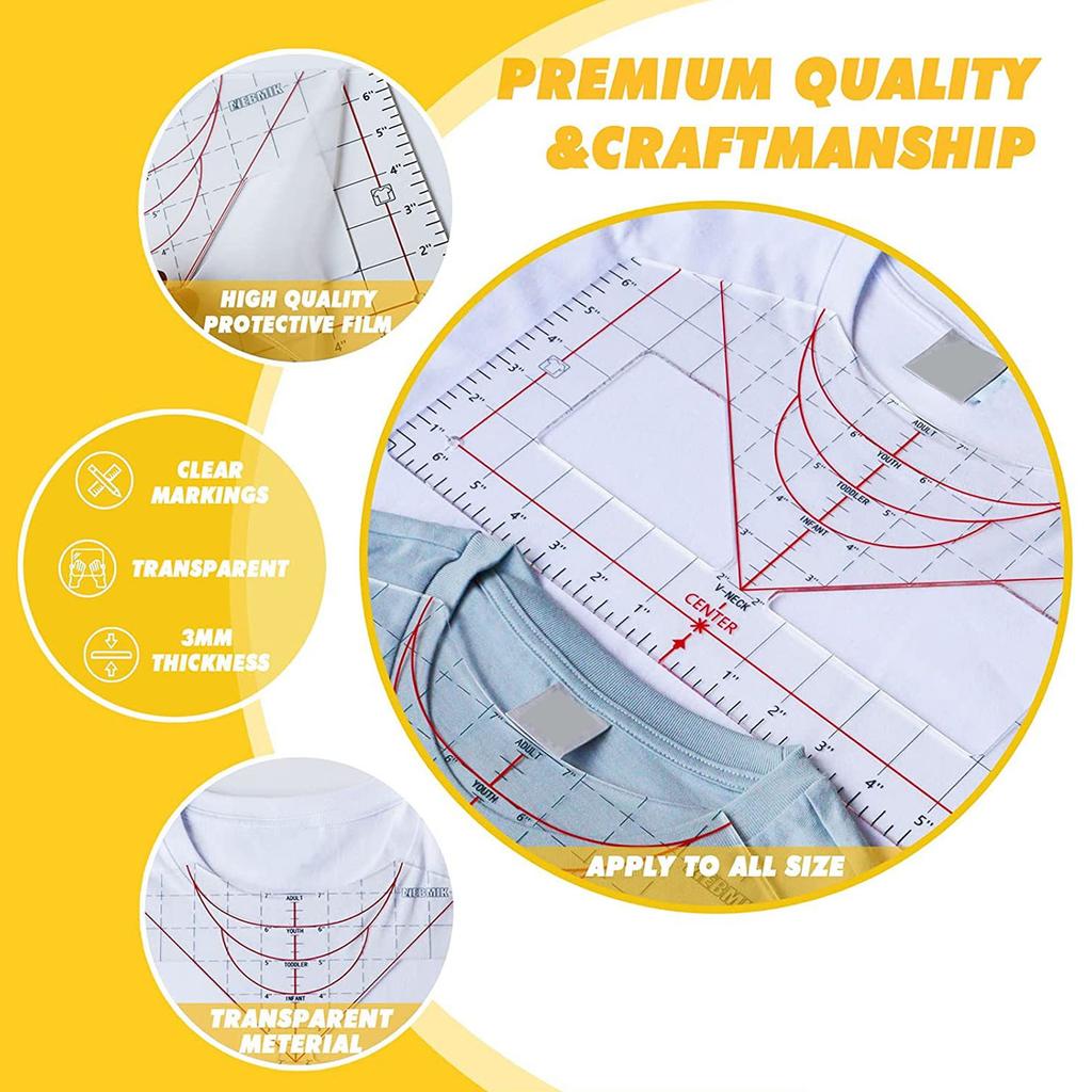 Acrylic Apparel Alignment Ruler Transparent Garment Measurement Tool Printed Measurement Guides