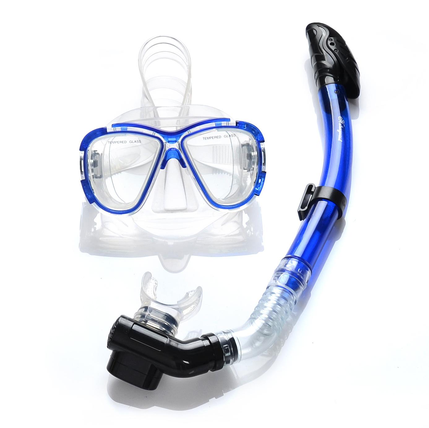 

Комплект очков для дайвинга, полностью сухая трубка для подводного плавания Sambo, мундштук из жидкого силикона, панель из закаленного стекла высокой четкости.