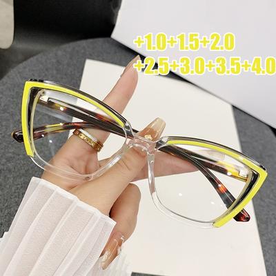 Women'S Stylish Blue Light Blocking Reading Glasses Fashion Men Ladies Cat Eye Design Eyeglasses Classic Ultralight Presbyopia