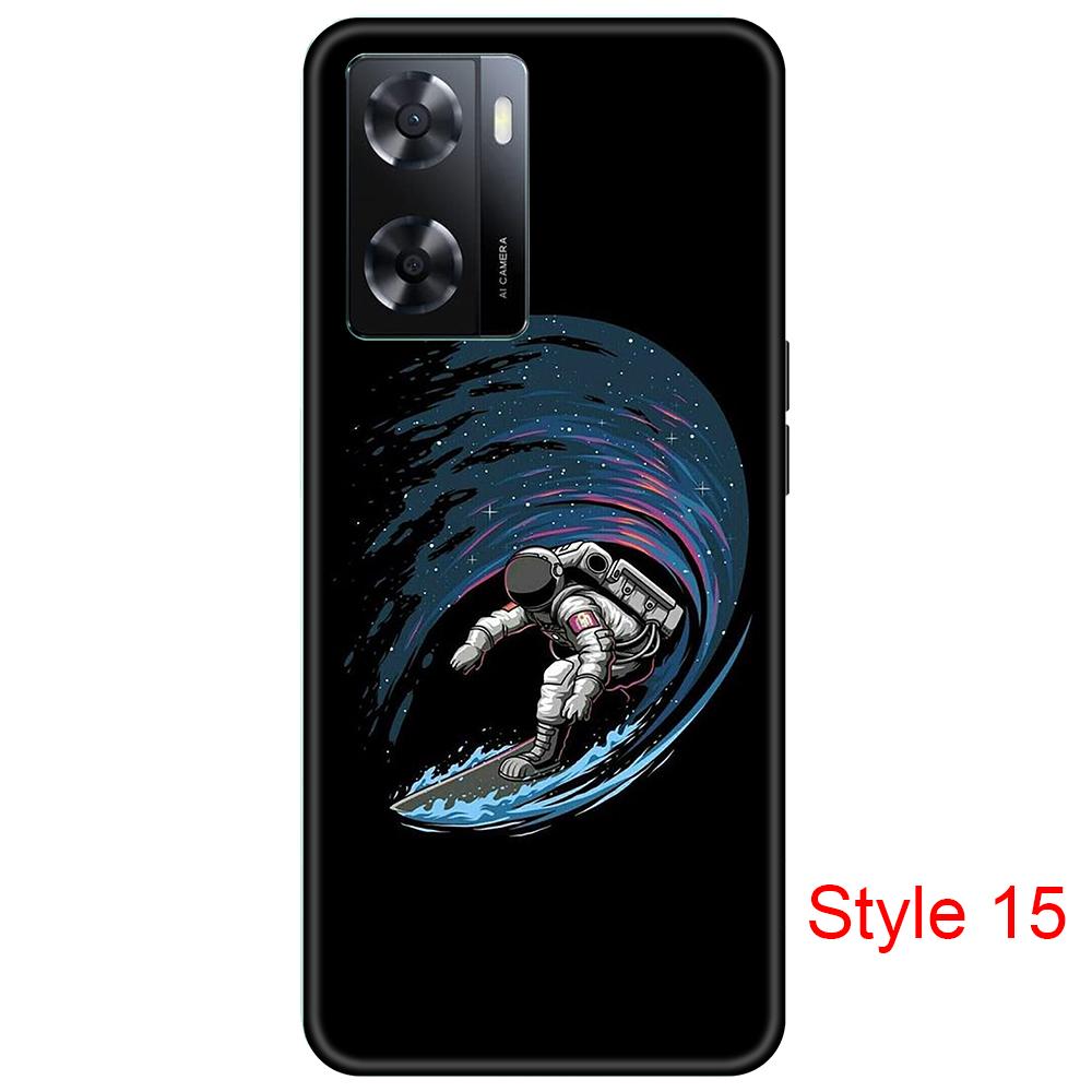 Black Case for Oppo A57 4G OppoA57 PFTM20 Cute Cartoon bumper Soft Silicon 6.56inch shockproof Full protection Cover