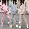 Women's Plus Size Fleece-Lined Loose Sweatshirt and Casual Sports Set for Autumn/Winter