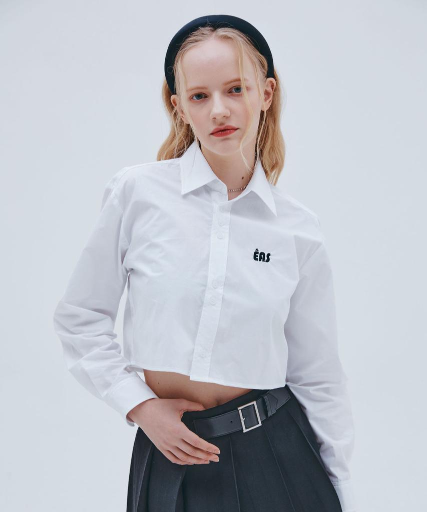 ETRE AU SOMMET Easy Logo Crop Shirt (White)