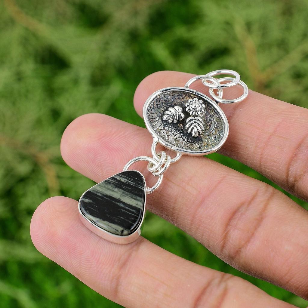 Daughters Day Sale Silver Leaf Jasper Gemstone Pendant Jewelry Sterling Silver