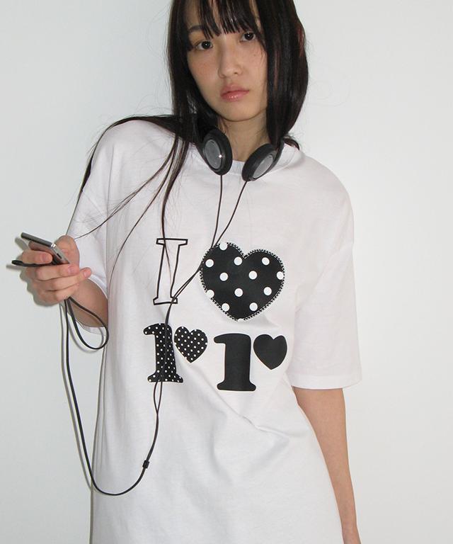 RONRON I Luv Rr Over Fit T Shirt White Black