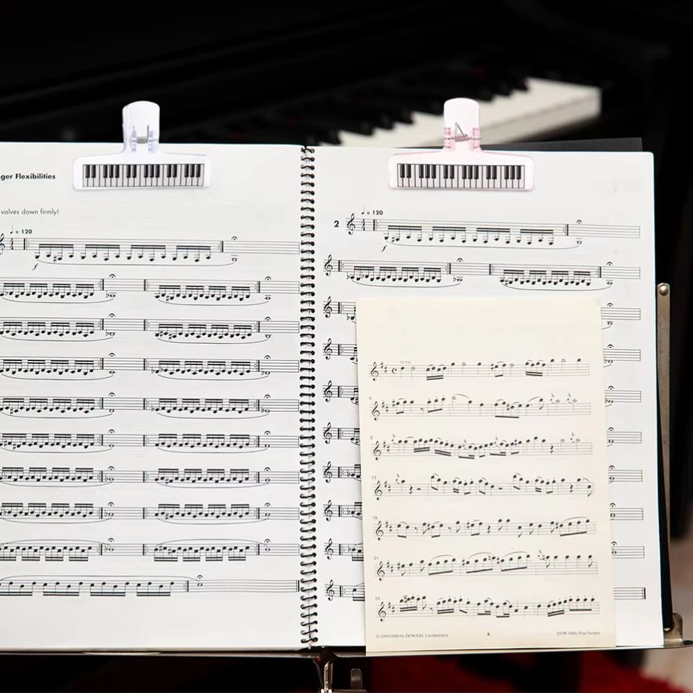 5Pcs Strong Grip Sheet Music Clip Piano Pattern Piano Score Fixed Binder Clamp  Office Use
