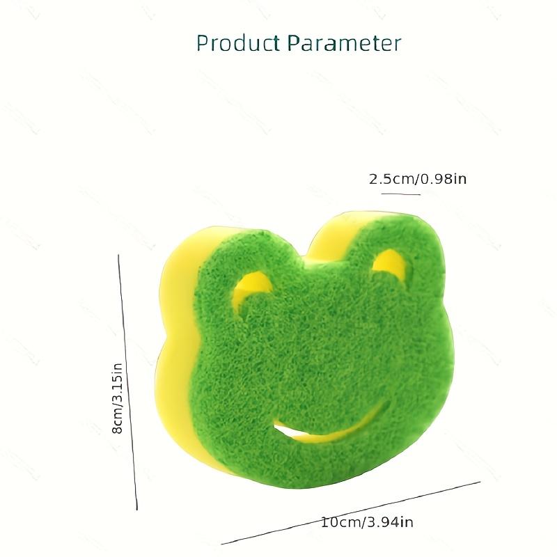5pcs Frog Shaped High Quality Wheat Straw Cleaning Sponges Dual Sided, Multi Functional Scouring Pads for Kitchen Bathroom Heavy Duty Dishwashing