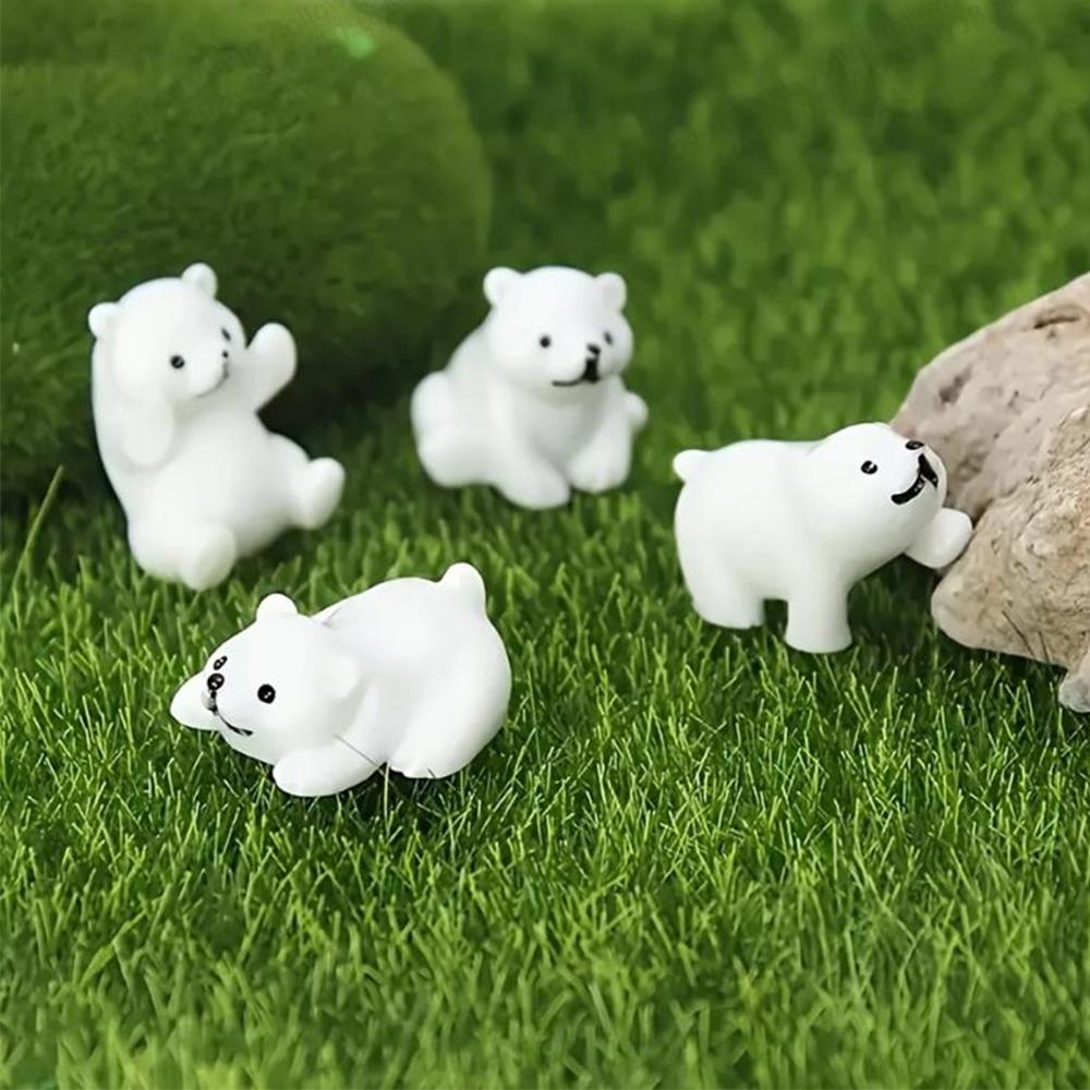 16pcs Miniature Polar Bear Figurines Resin Crafted Handicraft Simulation DIY Aquarium Landscape Dollhouse Decor Bonsai Ornaments