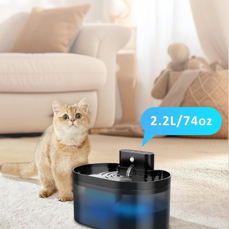 Rechargeable Cats Water Fountain Battery Power 74oz Capacity Automatic Pet Drinking Dispenser with Motion Design