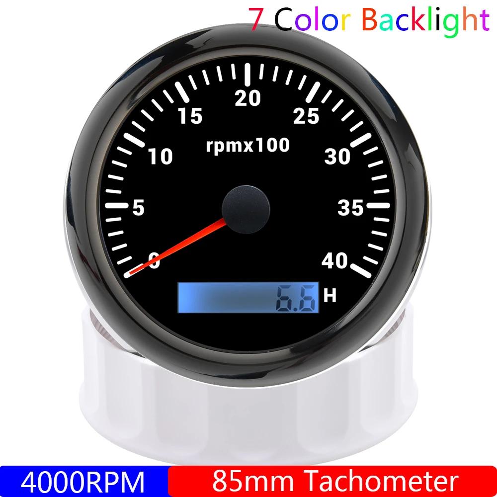85MM Petrol Diesel Engine Tachometer Sensor RPM Gauge REV Counter 3000RPM with Digital Hourmeter 7 Color Light Optional 12V24V