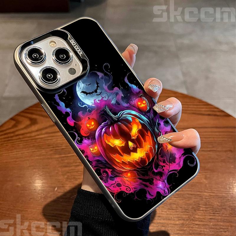 Halloween Colorful Skull Pumpkin Ghost Bat Pattern Phone Case For iPhone 17 16 Pro Max 15 Pro 14 13 12 11 7 8 Plus X XS XR Cover