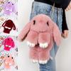 Cute Fluffy Rabbit Fur Pompoms Chain Bag Women Cartoon Rabbit Sling Bag Fluffy Bunny Shoulder Plush Backpack Girls Birthday Gift