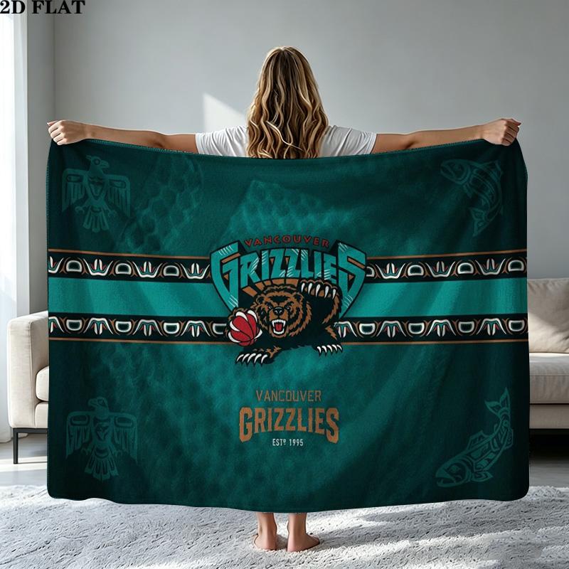 Vintage Vancouver Grizzlies Print Flannel Blanket High Quality Warm Comfortable Cover for All Seasons Perfect for Gifts Home Decor
