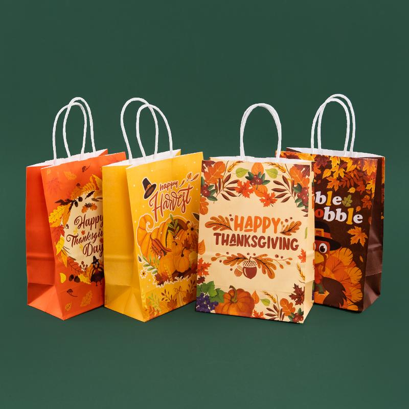 StoBag Thanksgiving Eco-Friendly Kraft Paper Tote Gifts Bags for packing Goodies Presents Candy Perfect for Parties 12/30pcs