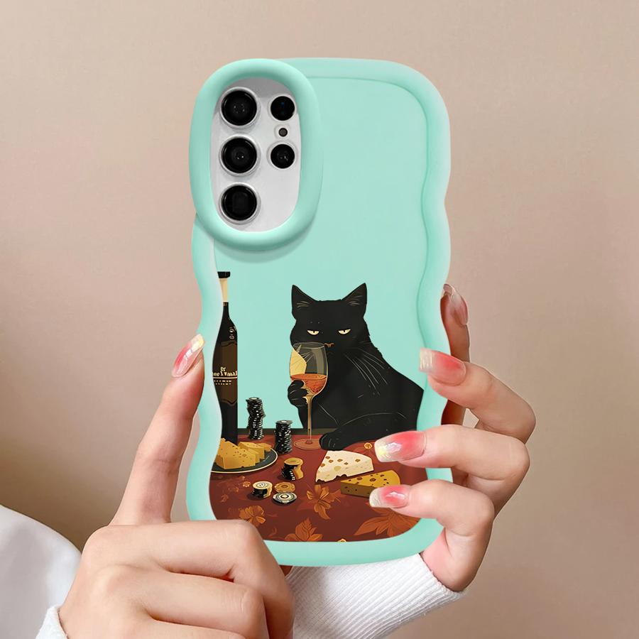 Slightly Drunk Cat Soft Phone Cover Case for Samsung Galaxy S23 Plus S24 S25 S21 A25 A26 S20 FE S22 Ultra A55 A24 A36 A54 A34