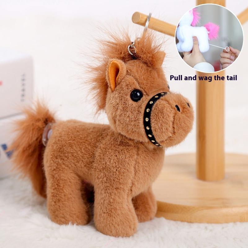 Turn Tail Cute Horse Plush Toy Kawaii Lifelike Animal Soft Horse Stuffed Doll Decor Friend Kid Birthday Gift