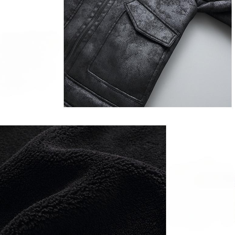 Mens Leather Jacket Winter Men's Casual Loose Thicken Lamb Wool PU Leather Coats Outdoor Windproof Warm Outwear