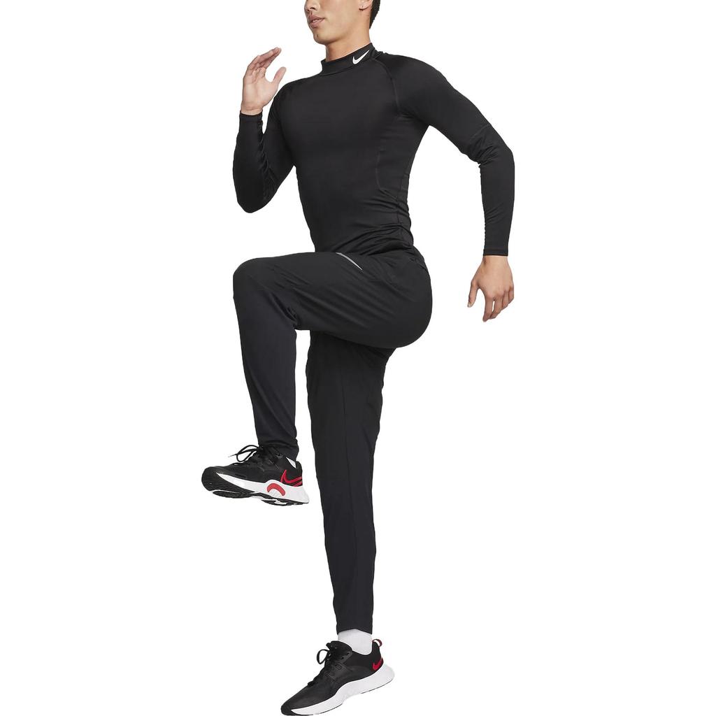 Nike Slim Fit Mock Neck Long Sleeve Fitness T-Shirt Men Tops Black FB7909-010