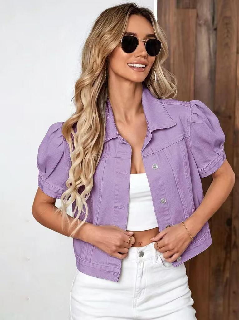 2026 Damen Übergrenze Jeansjacke mit Puffärmeln - Slim Fit, Lässig, Modisches Design