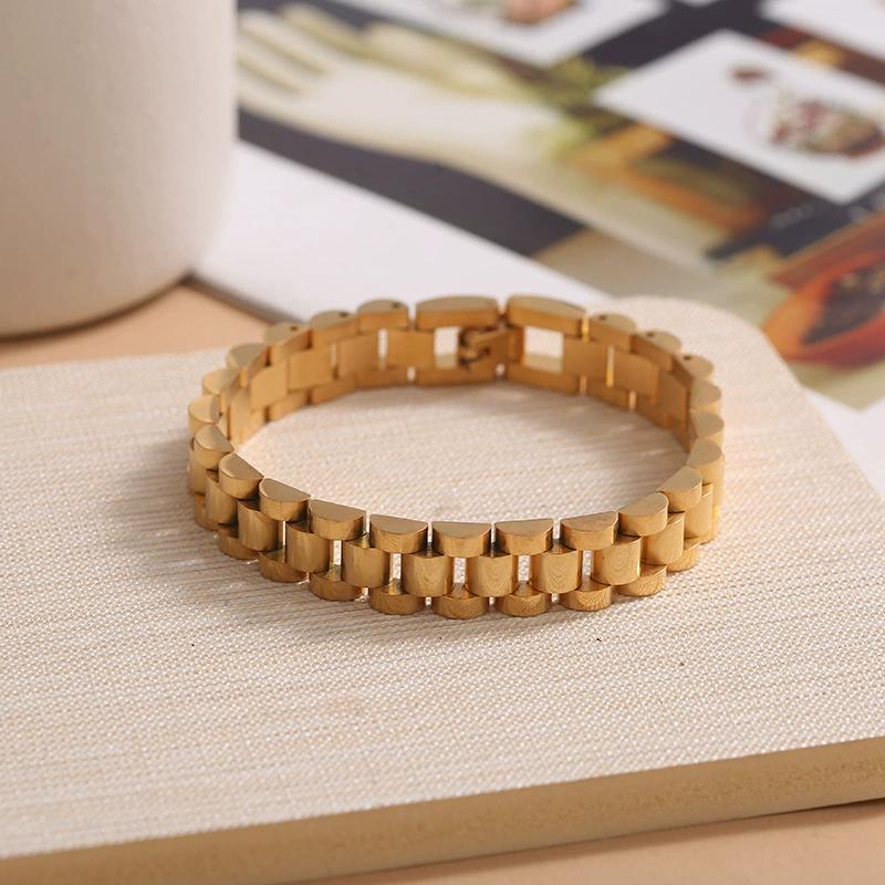 Htpwe Stainless Steel Watch With Bracelet Can Be Diy For Men 18k Gold Plated Couple Holiday Gift Bracelet Party Daily Zircon