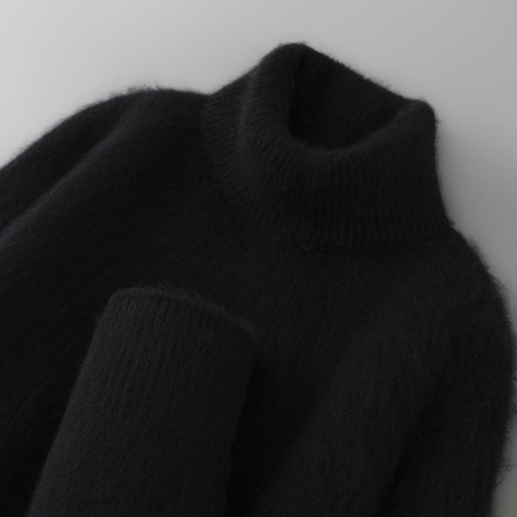Men's High Neck Pure Wool Pullover Thickened Sweater - Autumn/Winter Loose Knit Base Layer