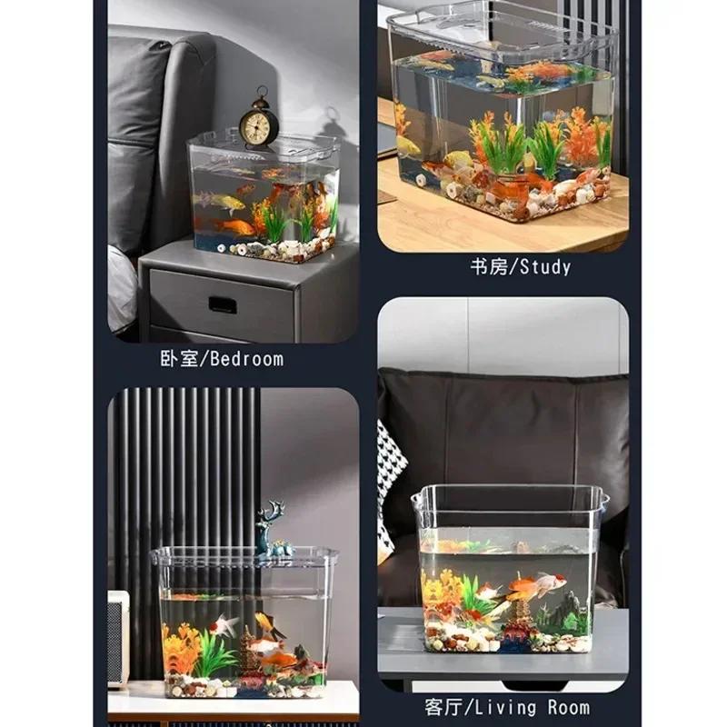 Transparent Square Fish Tank High Quality Plastic Goldfish Tank Aquarium Betta Fish Breeding Box Aquariums Table Decoration