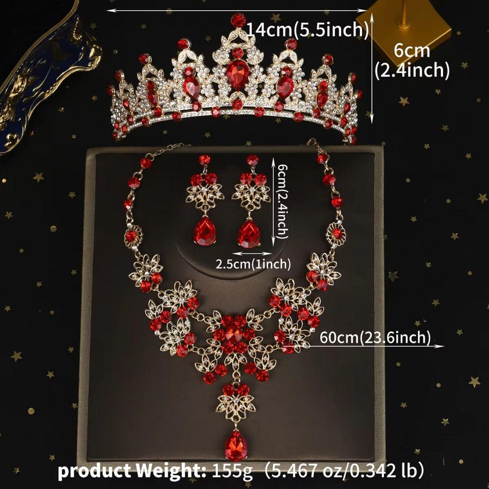 Shiny Bridal Jewelry Sets Baroque Style Crystal Headdress Tiara Earrings Necklace  Pageant
