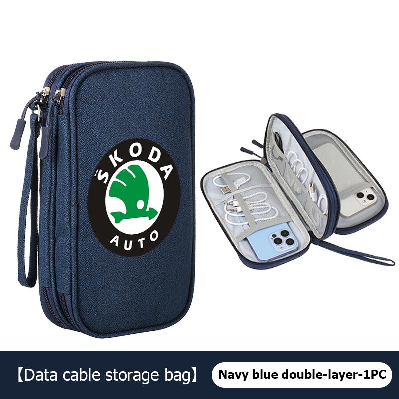 AAABR1 Travel Portable Digital Accessories Storage Bag Organizer For Skoda Kamiq Karoq Octavia 2 3 Rapid Scala Kami Fabia VII VRS