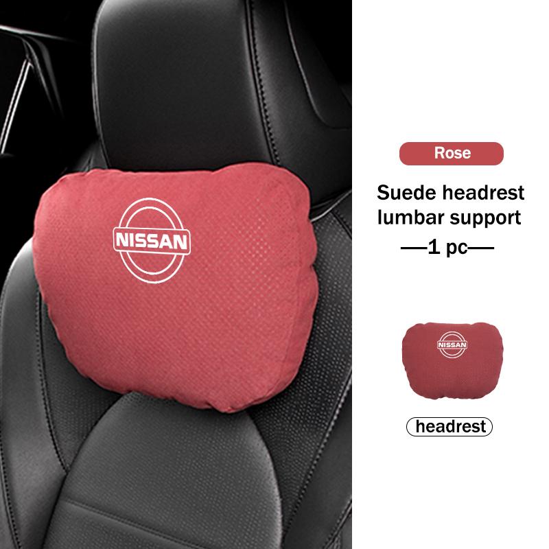 Car Seat Headrest Neck Support Lumbar Pillow Suede Decoration For Nissan Navara Almera Sentra Rogue Pathfinder Sylphy Leaf