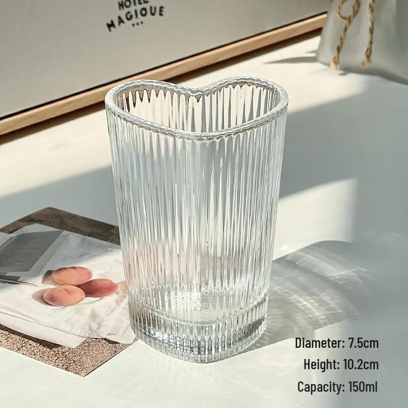 Vertical Stripe Heart Glass Cups (4-Pack)