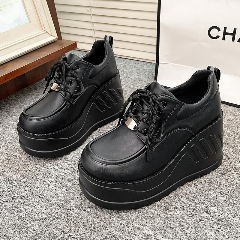 Fashion 10CM Big Size 42 Black Design Female Goth Platform Fashion Cosplay Wedges High Heels Women's Pumps Street Sneaker Shoes Woman
