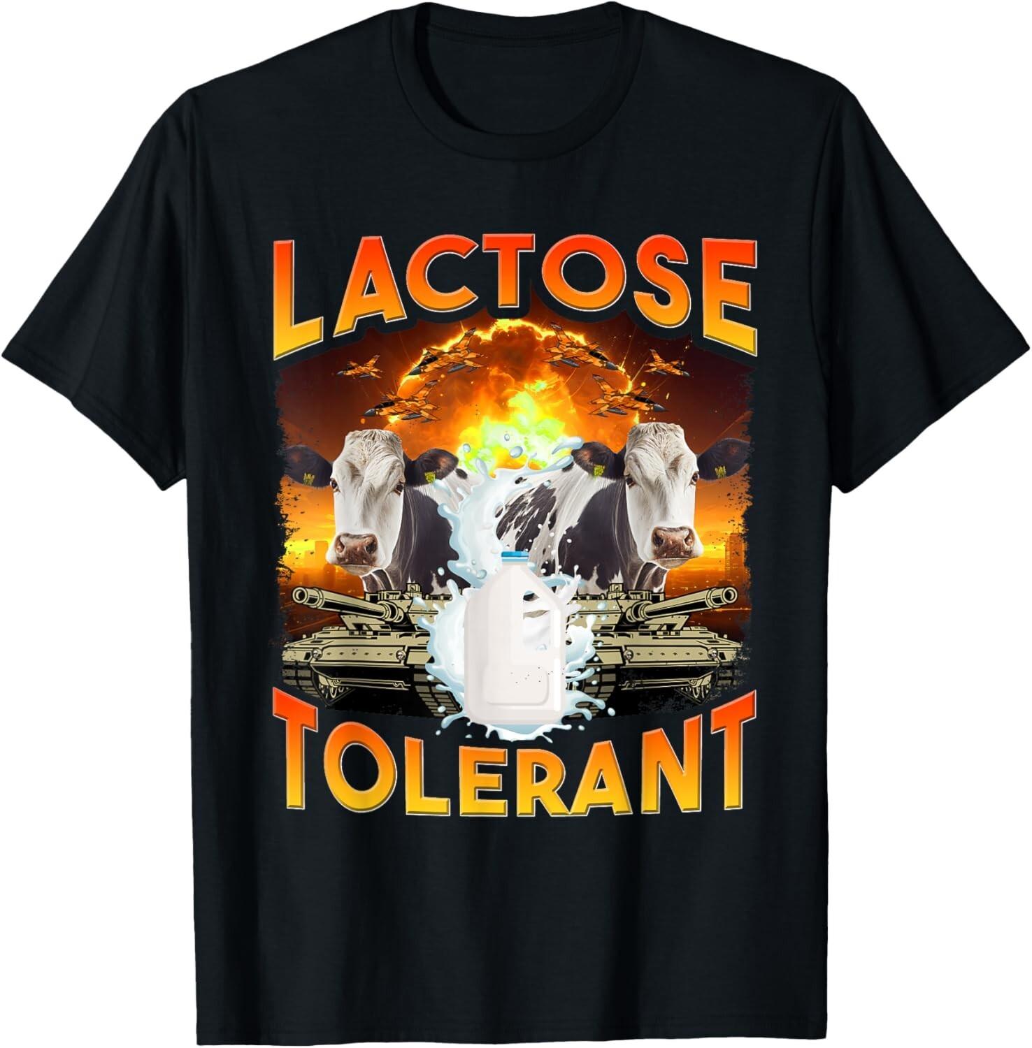 Lactose Tolerant Funny Trendy T-Shirt, Black S