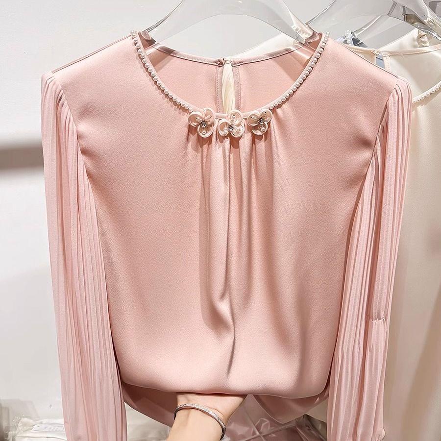 2025 European Style Chiffon Slimming Long-Sleeve Women's Shirt for All Seasons