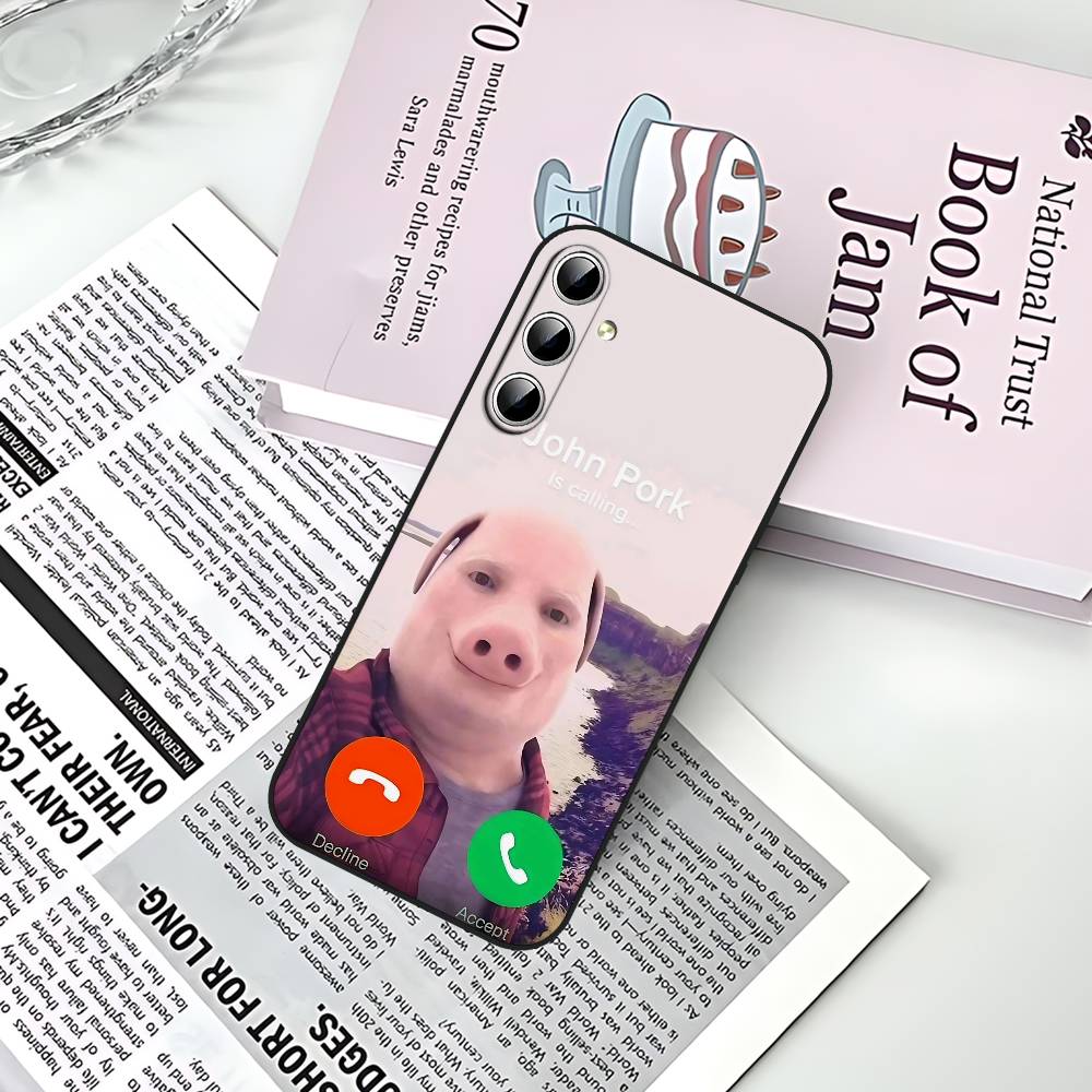 John Pork Is Calling Answer Call Phone Case For Samsung Galaxy S21 S22 S23 S24ULTRA S25ULTRA FE Ultra Plus5G A52S S26 Soft Cover
