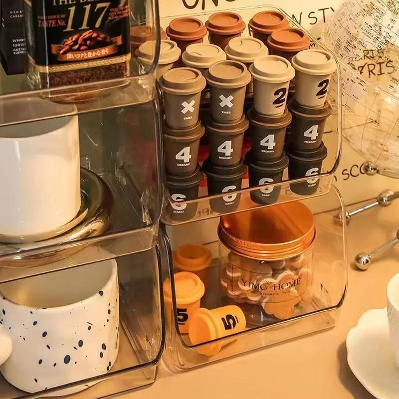 Tea Bag Storage Box Office Capsule Coffee Instant Milk Tea Finishing Shelf Transparent Acrylic Desktop Sundries Organizer Box
