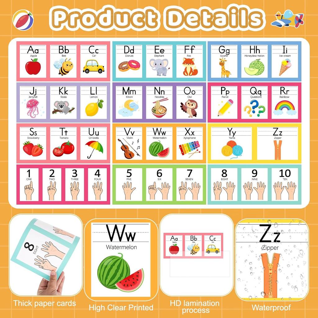 COCHIE Boho Alphabet for Classroom Wall Decorations Kindergarten Preschool, Alphabet Number Line Posters Bulletin Board Set of 12, Back to School ABC