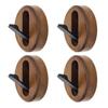 4PCS Folding Coat Hooks Wooden Round Farmhouse Foldable Wall Hooks for Hanging Clothes Towels Hat Backpack Purse Black