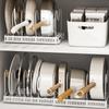 Adjustable Kitchen Storage Rack Organizer for Cookware, Cutting Boards, Pot Lids, and Telescopic Shelf.