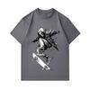 Mens 100% Cotton Crew Neck Short Sleeve T-shirt, Cool Skull Skeleton Skateboard Street Style Graphic Print Casual Comfortable Tees for Daily Wear